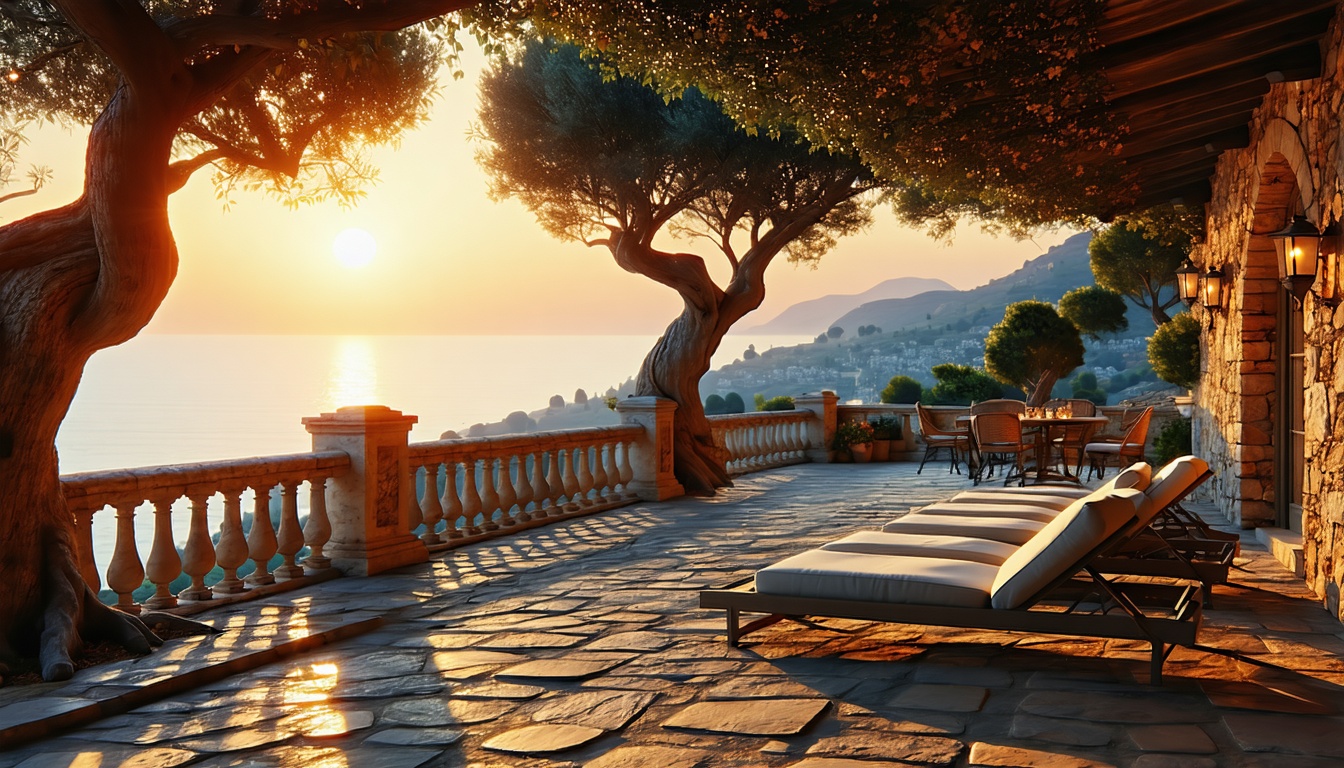 Akdeniz taras ve villa manzarası